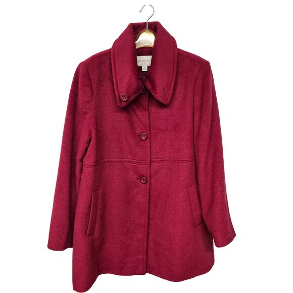 Apple Seeds Long Sleeve Button Down Coat Jacket Women Large Red Outerwear Office - Picture 1 of 9